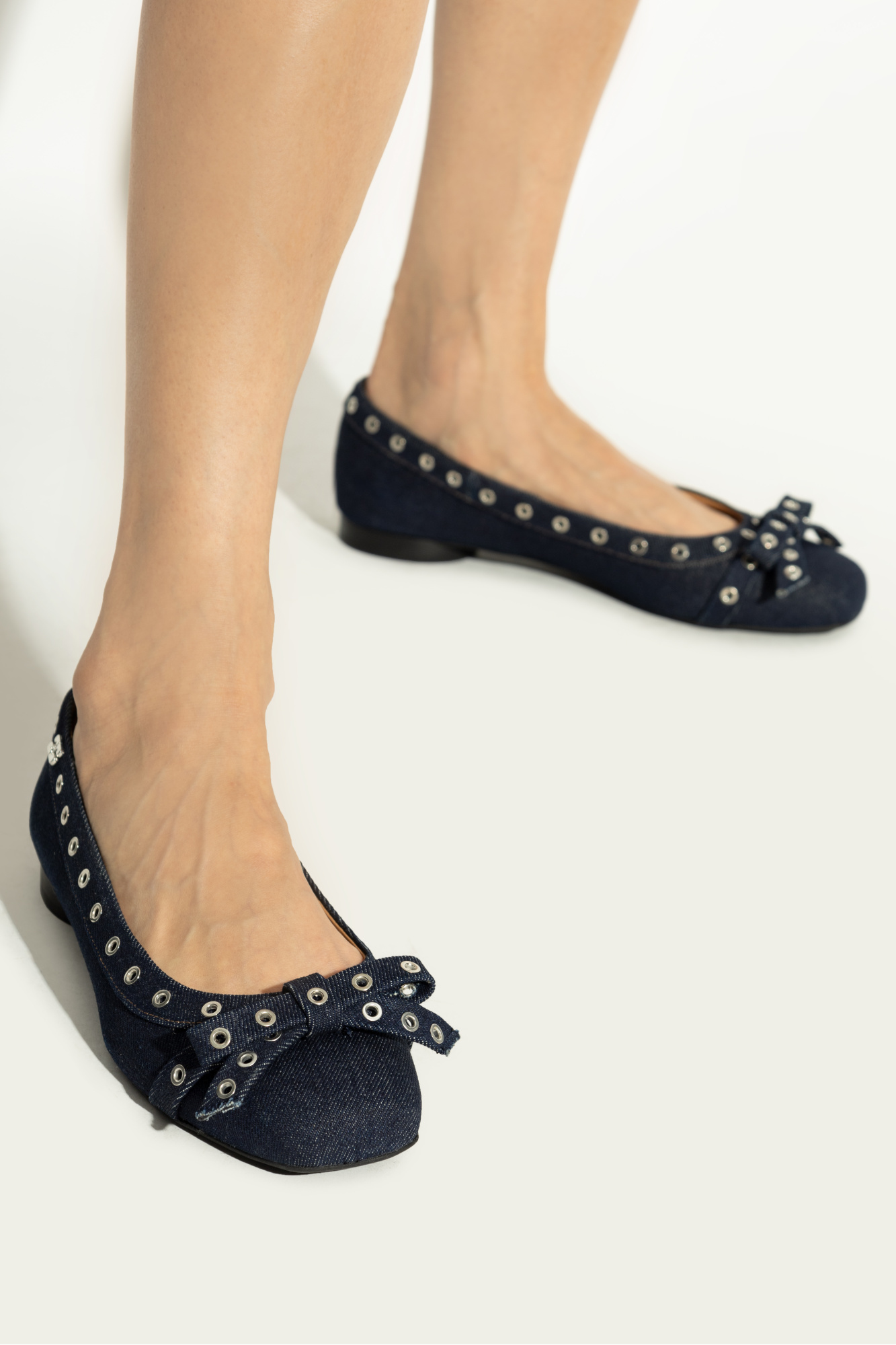GANNI｜FLAT SHOES/LOAFERS (BLACK EYELETS BOW BALLERINA ( Black Black Eyelet Bow Ballerinas | GANNI US